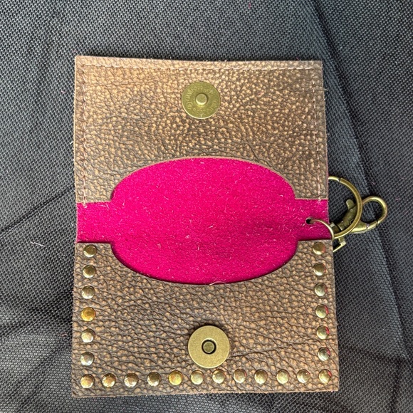 Pink Leopard Print Keychain Wallet - Picture 3 of 5